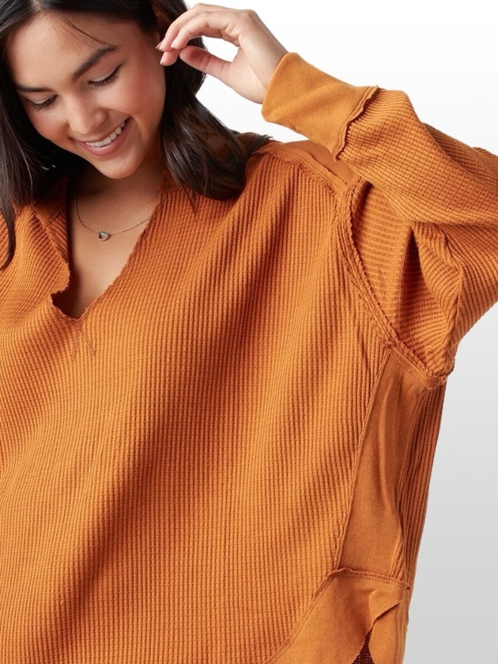 Free People We The Free Owen Thermal Waffle Knit Top Women Size L